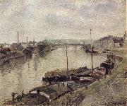 Camille Pissarro The Stone bridge and barges at Rouen oil